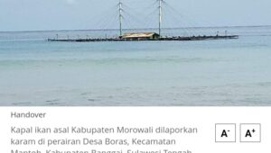 Kapal Ikan Asal Morowali Karam  di Perairan Laut Banggai 