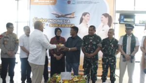 Kasrem 132 Tadulako, Hadiri Seremonial Peresmian Penerbangan Perdana Super Air Jet rute Surabaya-Palu 