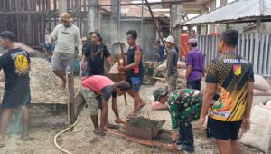 Satgas Yonif 642/Kps Bantu Pembangunan Masjid Al- Muhajirin Stengkool III