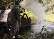 Babinsa Kodim 1311 Morowali, Uji Coba Pemanfaatan Mesin Pompanisasi di Lahan Persawahan 
