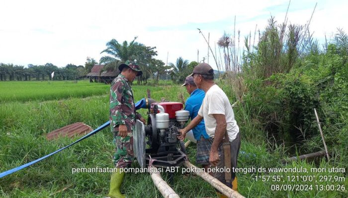 Babinsa Kodim 1311 Morowali Utara,Uji Coba Pemanfaatan Bantuan Mesin Pompanisasi 