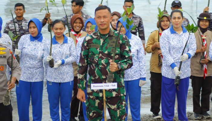 Peringati HUT Ke-79 TNI,Korem 132/Tdl dan Lanal Palu Lestarikan Lingkungan Lewat Penanaman Mangrove