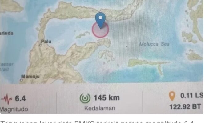 BMKG: Gempa bumi magnitudo 6,4 guncang Gorontalo tak berpotensi tsunami