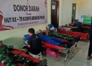 Sinergitas TNI-Polri,Korem 132/Tdl Dukung Donor Darah Peringatan HUT Brimob ke-79