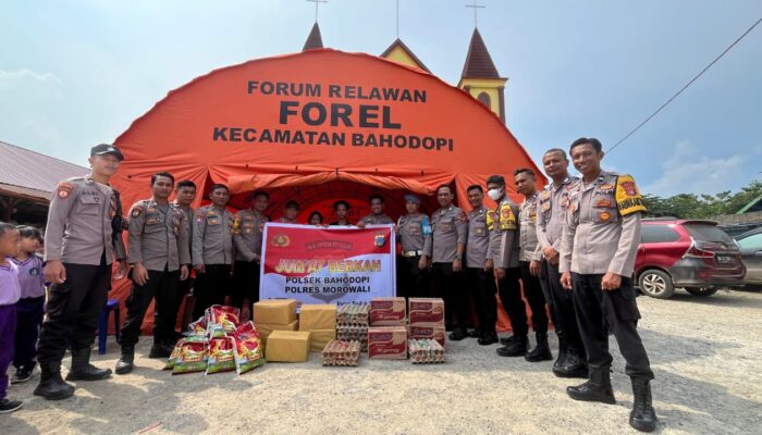 Polsek Bahodopi, Salurkan Bantuan  Korban Kebakaran 