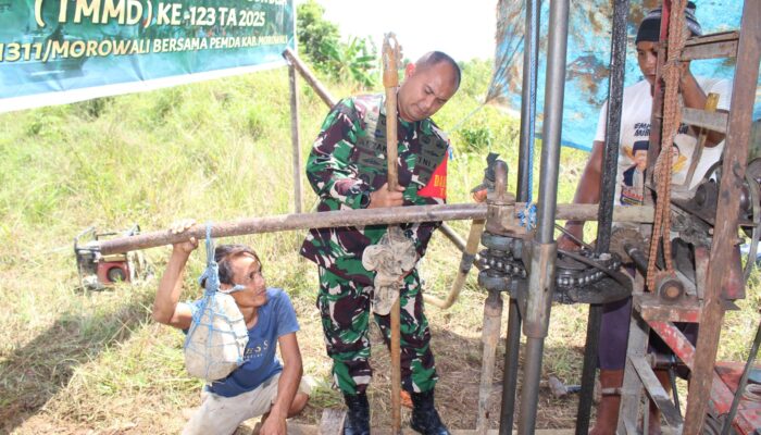 Dansatgas TMMD Kodim 1311/Morowali Terjun Langsung Bangun Sumur Bor Demi Kesejahteraan Masyarakat