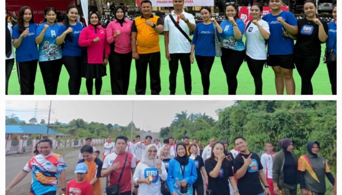 Sambut Hari Bhayangkara ke-79,  Bank BRI KC Morowali Ikuti Jalan Santai dan Olahraga Bersama 