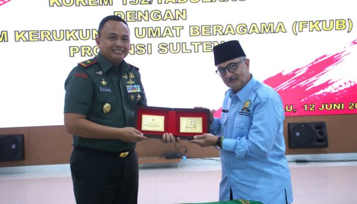 Korem 132/Tadulako dan FKUB Sulteng Tandatangani Nota Kesepahaman: Perkuat Sinergi Jaga Kerukunan Umat Beragama