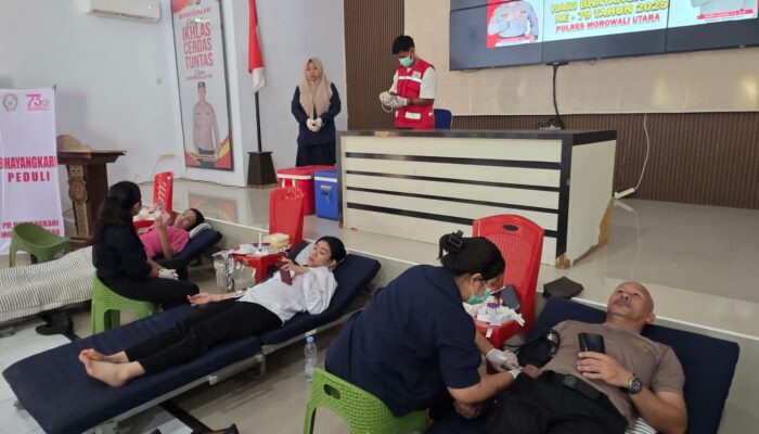 Sambut Hari Bhayangkara ke-79, Polres Morowali Utara Gelar Donor Darah 