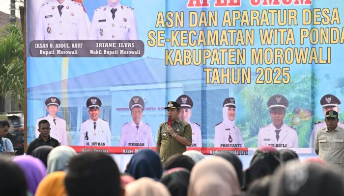 Perdana di Morowali, Bupati Iksan Pimpin Apel Umum Bersama ASN dan Aparatur Desa di Wita Ponda