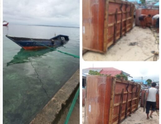 Cuaca Buruk, Kapal Bermuatan Mesin PLN Tenggelam di Pelabuhan Menui Kepulauan