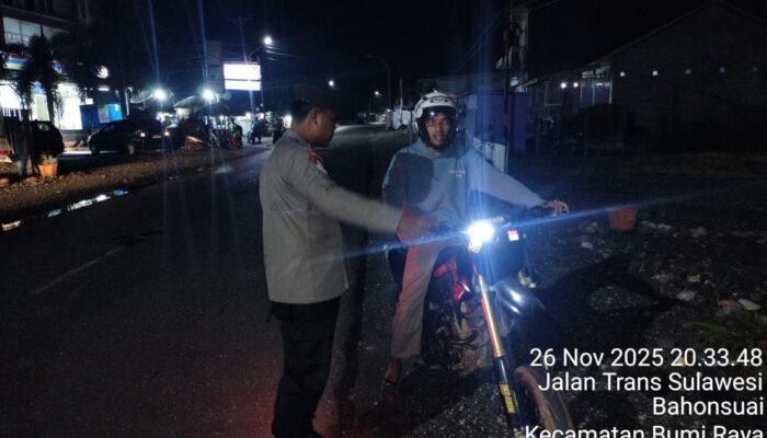 Polsek Bumi Raya Gelar KRYD, Amankan 9 Unit Kendaraan Berknalpot Brong