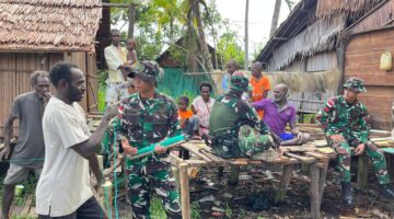 Satgas Yonif 123/Rajawali, Pererat Silaturahmi Melalui Anjangsana di Kampung Senggo