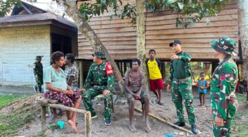 Satgas Yonif 123/RJW Perkuat Kemanunggalan TNI-Rakyat, Lewat Anjangsana di Kampung Senggo