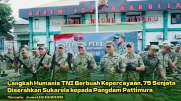 Langkah Humanis TNI Berbuah Kepercayaan, 75 Senjata Diserahkan Sukarela kepada Pangdam Pattimura